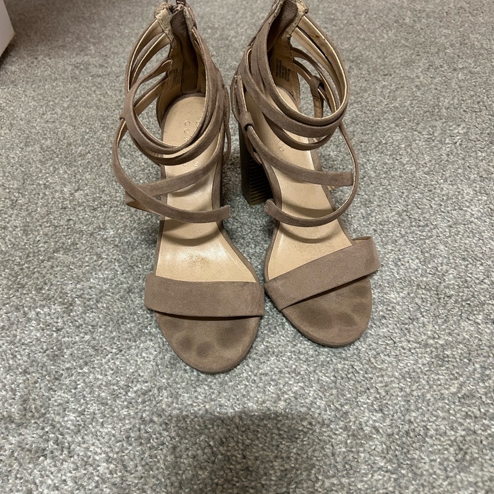 LC Lauren Conrad Taupe Strappy Heels